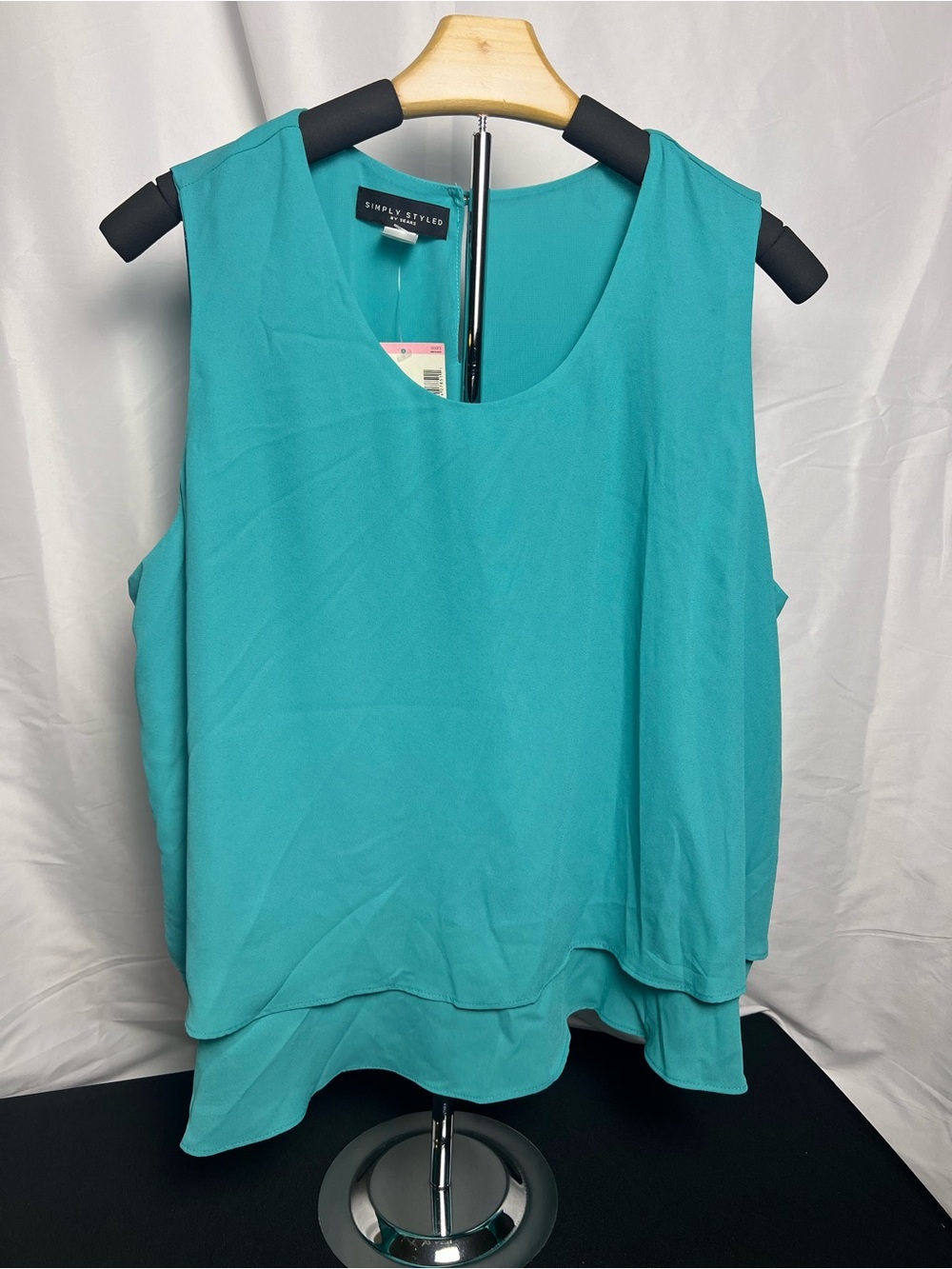 Simply Styled Teal Double-Layer Sleeveless Tank Top Blouse Size XL NWT